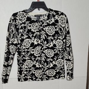 Designers Originals Black and White Floral Cardigan -C